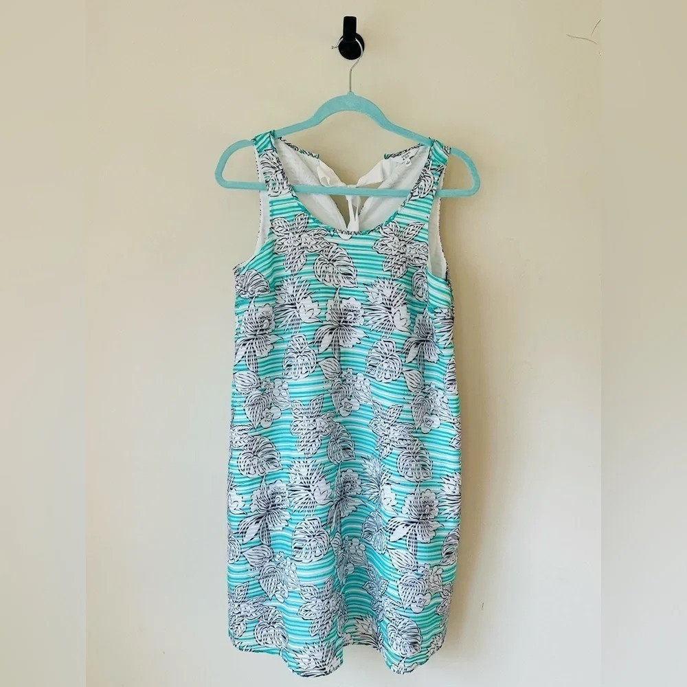Crown & Ivy Montauk Signature Weekend Shift Dress in Mint & Navy - Size S